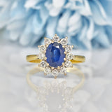 Ellibelle Jewellery VINTAGE SAPPHIRE & DIAMOND CLUSTER RING