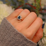 Ellibelle Jewellery VINTAGE SAPPHIRE & DIAMOND CLUSTER RING