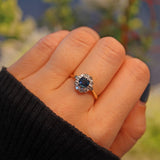 Ellibelle Jewellery VINTAGE SAPPHIRE & DIAMOND CLUSTER RING