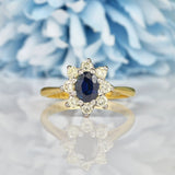 Ellibelle Jewellery VINTAGE SAPPHIRE & DIAMOND CLUSTER RING