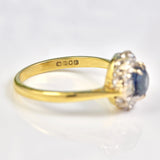 Ellibelle Jewellery VINTAGE SAPPHIRE & DIAMOND CLUSTER RING