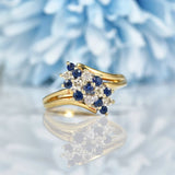 Ellibelle Jewellery Vintage Sapphire & Diamond Crossover Cluster Ring