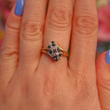 Ellibelle Jewellery Vintage Sapphire & Diamond Crossover Cluster Ring
