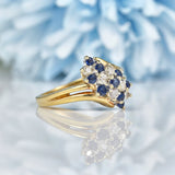 Ellibelle Jewellery Vintage Sapphire & Diamond Crossover Cluster Ring