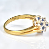 Ellibelle Jewellery Vintage Sapphire & Diamond Crossover Cluster Ring