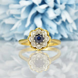 Ellibelle Jewellery VINTAGE SAPPHIRE & DIAMOND DAISY RING