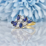 Ellibelle Jewellery Vintage Sapphire & Diamond Gold Dress Ring