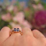 Ellibelle Jewellery Vintage Sapphire & Diamond Gold Flower Cluster Ring
