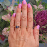 Ellibelle Jewellery Vintage Sapphire & Diamond Gold Flower Cluster Ring