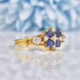 Ellibelle Jewellery Vintage Sapphire & Diamond Gold Flower Cluster Ring