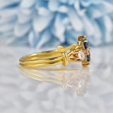 Ellibelle Jewellery Vintage Sapphire & Diamond Gold Flower Cluster Ring