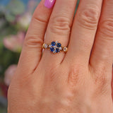 Ellibelle Jewellery Vintage Sapphire & Diamond Gold Flower Cluster Ring