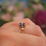 Ellibelle Jewellery Vintage Sapphire & Diamond Gold Flower Cluster Ring