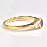 Ellibelle Jewellery Vintage Sapphire & Diamond Three Stone Bezel Ring