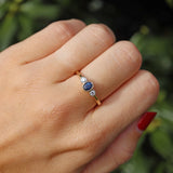 Ellibelle Jewellery Vintage Sapphire & Diamond Three Stone Bezel Ring