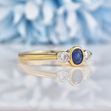 Ellibelle Jewellery Vintage Sapphire & Diamond Three Stone Bezel Ring