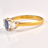 Ellibelle Jewellery Vintage Sapphire & Diamond Three Stone Trilogy Engagement Ring