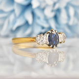 Ellibelle Jewellery Vintage Sapphire & Diamond Three Stone Trilogy Engagement Ring