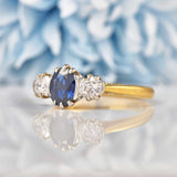 Ellibelle Jewellery Vintage Sapphire & Diamond Three Stone Trilogy Engagement Ring