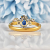 Ellibelle Jewellery Vintage Sapphire & Diamond Three Stone Trilogy Engagement Ring