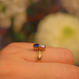 Ellibelle Jewellery VINTAGE SAPPHIRE & DIAMOND 'TOI ET MOI' RING