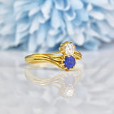 Ellibelle Jewellery VINTAGE SAPPHIRE & DIAMOND 'TOI ET MOI' RING