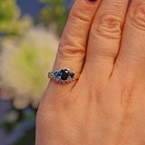 Ellibelle Jewellery VINTAGE SAPPHIRE & DIAMOND TRIPLE CLUSTER RING