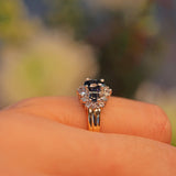 Ellibelle Jewellery VINTAGE SAPPHIRE & DIAMOND TRIPLE CLUSTER RING