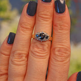 Ellibelle Jewellery VINTAGE SAPPHIRE & DIAMOND TRIPLE CLUSTER RING