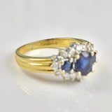 Ellibelle Jewellery VINTAGE SAPPHIRE & DIAMOND TRIPLE CLUSTER RING