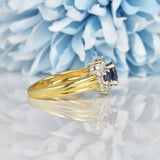 Ellibelle Jewellery VINTAGE SAPPHIRE & DIAMOND TRIPLE CLUSTER RING