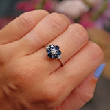 Ellibelle Jewellery Vintage Sapphire & Diamond White Gold Daisy Ring