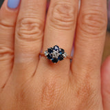 Ellibelle Jewellery Vintage Sapphire & Diamond White Gold Daisy Ring