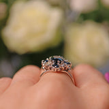 Ellibelle Jewellery VINTAGE SAPPHIRE & DIAMOND WHITE GOLD DRESS RING