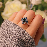Ellibelle Jewellery VINTAGE SAPPHIRE & DIAMOND WHITE GOLD DRESS RING