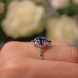 Ellibelle Jewellery VINTAGE SAPPHIRE & DIAMOND WHITE GOLD DRESS RING