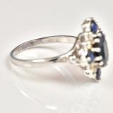 Ellibelle Jewellery VINTAGE SAPPHIRE & DIAMOND WHITE GOLD DRESS RING
