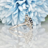 Ellibelle Jewellery VINTAGE SAPPHIRE & DIAMOND WHITE GOLD DRESS RING