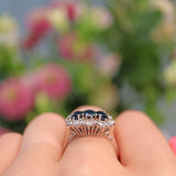 Ellibelle Jewellery Vintage Sapphire & Diamond White Gold Triple Cluster Ring