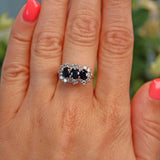 Ellibelle Jewellery Vintage Sapphire & Diamond White Gold Triple Cluster Ring