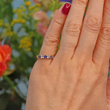 Ellibelle Jewellery Vintage Sapphire & Diamond Yellow Gold Half Eternity Band Ring
