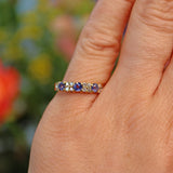 Ellibelle Jewellery Vintage Sapphire & Diamond Yellow Gold Half Eternity Band Ring