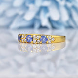 Ellibelle Jewellery Vintage Sapphire & Diamond Yellow Gold Half Eternity Band Ring