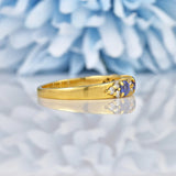 Ellibelle Jewellery Vintage Sapphire & Diamond Yellow Gold Half Eternity Band Ring