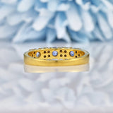 Ellibelle Jewellery Vintage Sapphire & Diamond Yellow Gold Half Eternity Band Ring