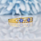 Ellibelle Jewellery Vintage Sapphire & Diamond Yellow Gold Half Eternity Band Ring