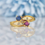 Ellibelle Jewellery Vintage Sapphire, Ruby & Diamond Gold Snake Ring