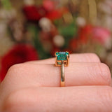 Ellibelle Jewellery VINTAGE SYNTHETIC EMERALD SOLITAIRE RING