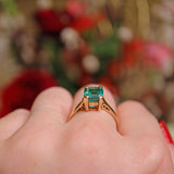 Ellibelle Jewellery VINTAGE SYNTHETIC EMERALD SOLITAIRE RING
