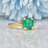 Ellibelle Jewellery VINTAGE SYNTHETIC EMERALD SOLITAIRE RING